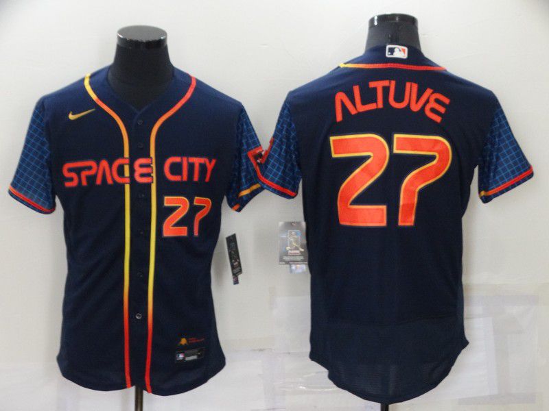 Men Houston Astros 27 Altuve Blue City Edition Elite Nike 2022 MLB Jersey